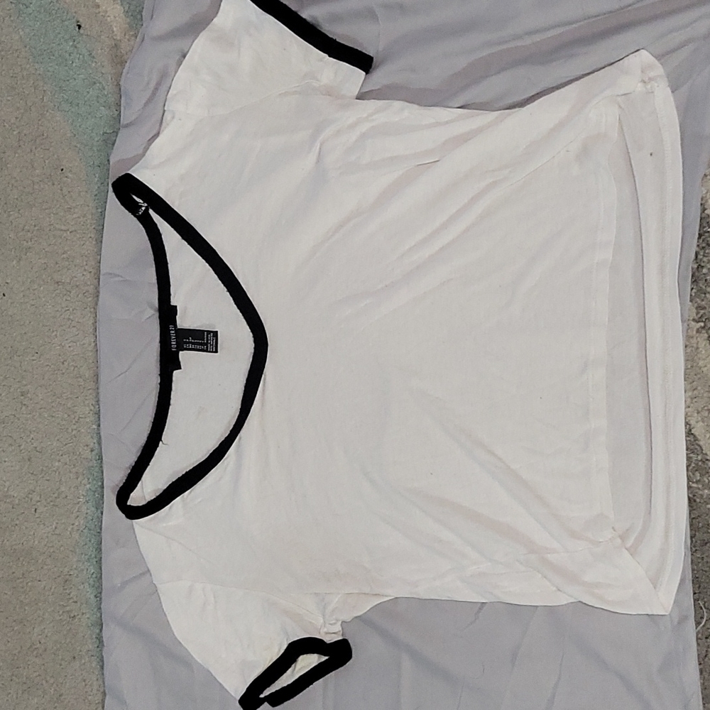 Forever 21 white capped sleeve crop top